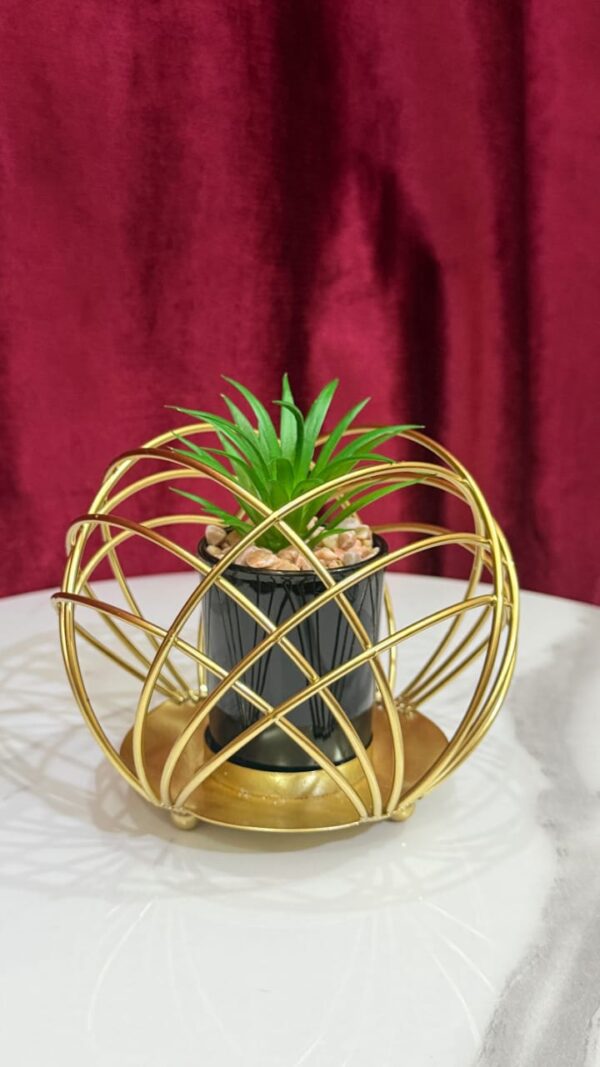 "Modern golden decorative plant pot with stand for stylish indoor home and office décor"